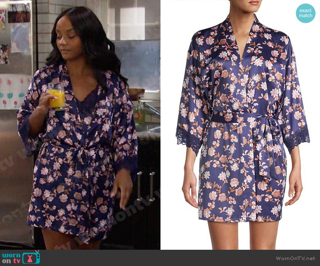 In Bloom Madeline Satin & Lace Robe worn by Chanel Dupree (Raven Bowens) on Days of our Lives