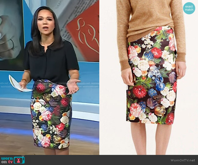 J. Crew Dutch Floral Pencil Skirt worn by Laura Jarrett on Today