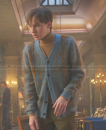 Jude’s blue plaid cardigan on Good Trouble