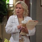 Kayla’s beige striped tie waist dress on Days of our Lives