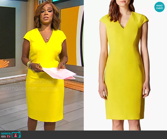 Karen Millen V-Neck Pencil Dress worn by Gayle King on CBS Mornings