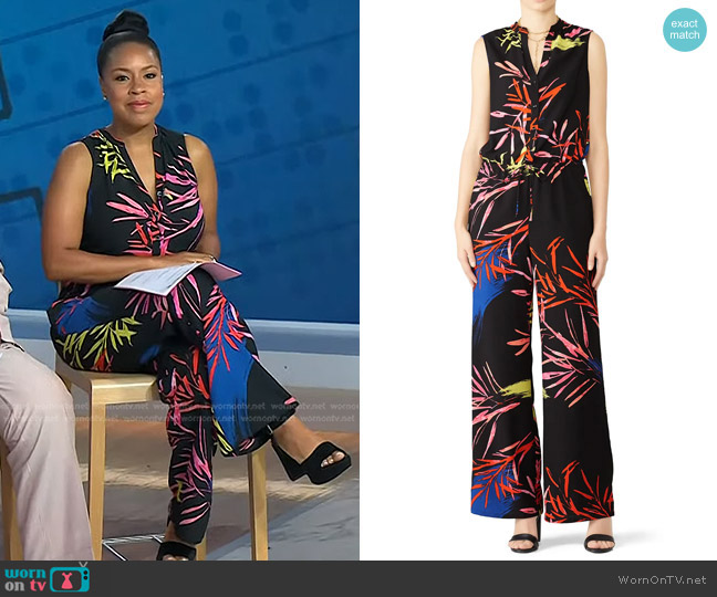 N Natori Leaf Print Jumpsuit worn by Sheinelle Jones on Today