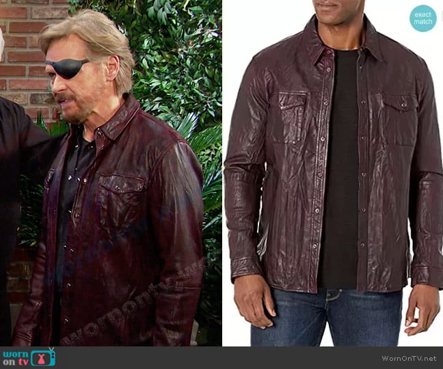 John Varvatos Star USA Lionell Leather Shirt Jacket worn by Steve (Stephen Nichol) on Days of our Lives