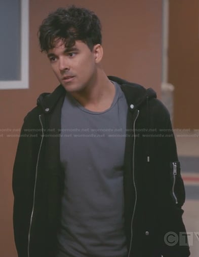 Lucas Adams’s black jacket on Greys Anatomy
