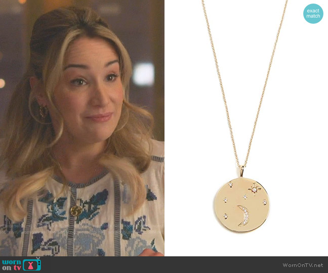 Luna Coin Necklace Gorjana worn by Davia (Emma Hunton) on Good Trouble