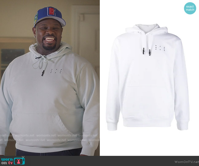 MCQ Signature Stitch Drawstring Hoodie worn by Sherm Jones (Carl Tart) on Grand Crew