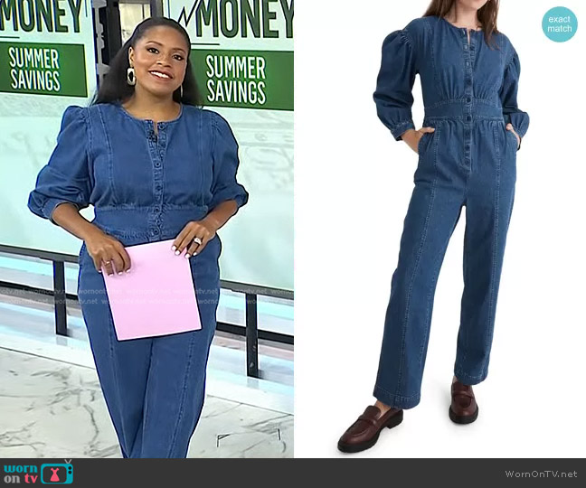 Madewell Straight Leg Stretch Denim Jumpsuit worn by Sheinelle Jones on Today