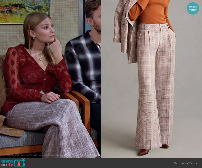 Maeve Pleated Plaid Trousers worn by Alice Caroline Horton (Lindsay Arnold) on Days of our Lives