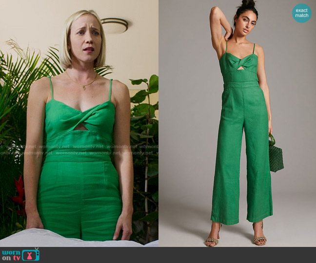 Maeve Cutout Linen Jumpsuit worn by Laura (Jessy Schram) on Fantasy Island