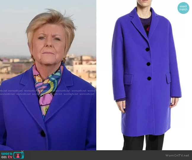 Marc Jacobs Notch-Collar Button-Front Wool-Blend Mid-Length Slim Caban Coat worn by Anne Thompson on Today