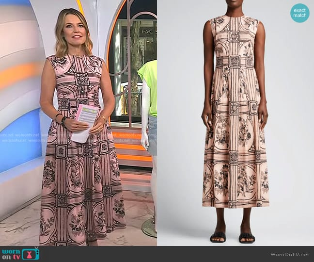 Lela Rose Medallion Floral-Print Poplin Midi Dress worn by Savannah Guthrie on Today