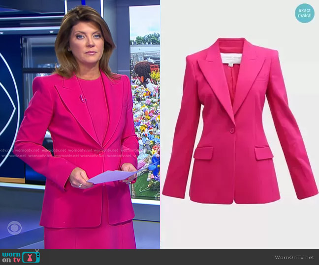 Michael Kors Georgina Single-Breasted Blazer worn by Norah O'Donnell on CBS Evening News