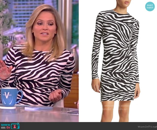 Michael Kors Zebra Print Long Sleeve Jersey Minidress worn by Sara Haines on The View