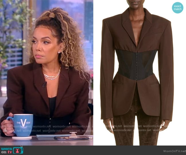 Corset Detail Blazerby Mugler worn by Sunny Hostin on The View