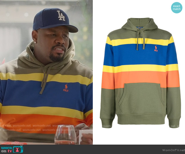 Ralph Lauren Embroidered Logo Hoodie worn by Sherm Jones (Carl Tart) on Grand Crew