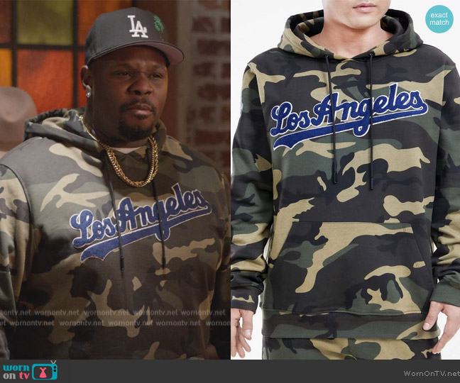 Crown Minded Pro Standard Los Angeles Dodgers Logo Pro Team Camo Hoody worn by Sherm Jones (Carl Tart) on Grand Crew