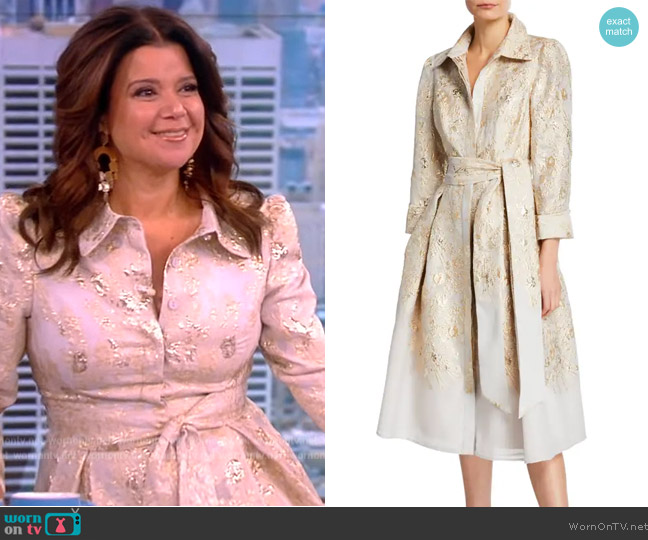 Rickie Freeman for Teri Jon 3/4-Sleeve Burnout Jacquard Shirtdress worn by Ana Navarro on The View