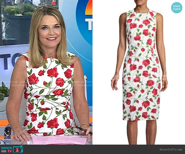 Michael Kors Collection Rose Print Sheath Dress worn by Savannah Guthrie on Today