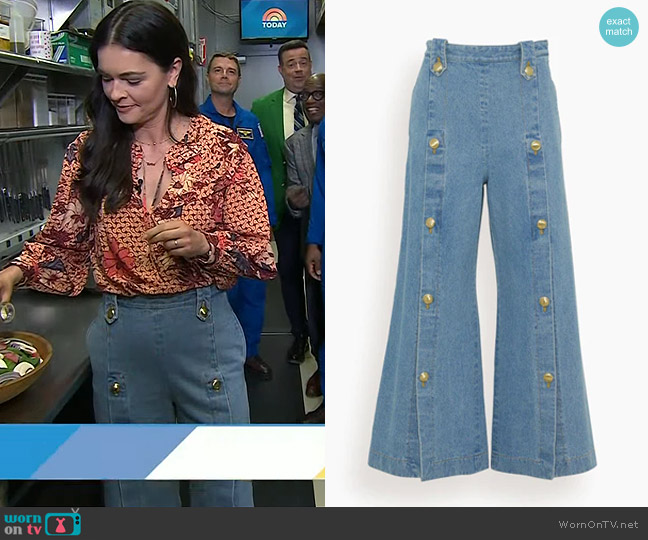 Rosetta Getty Button-Front Culotte Jeans worn by Katie Lee Biegel on Today