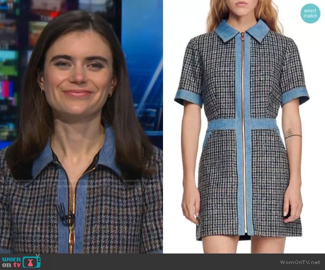 Sandro Mary Denim-Trim Minidress worn by Pippa Stevens on NBC News Daily