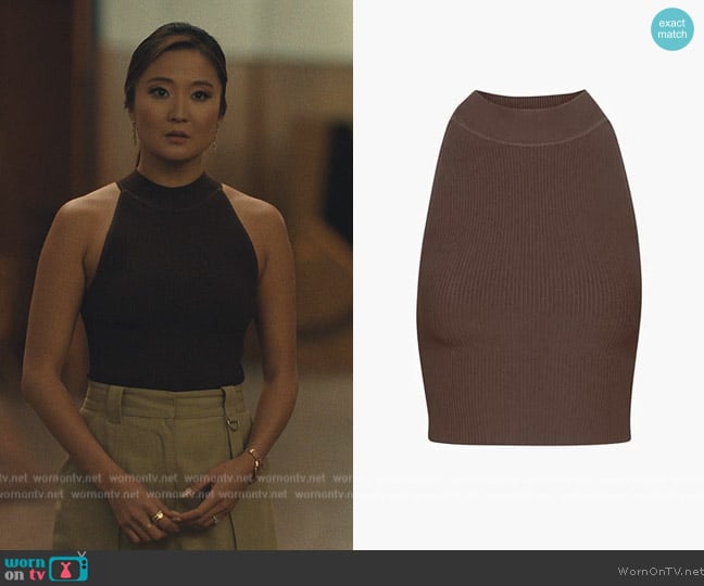 Aritzia Sculpt Mock Neck Halter Top worn by Naomi (Ashley Park) on Beef