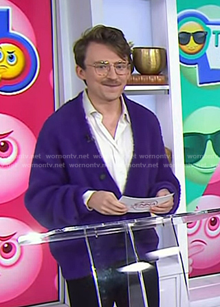 Sean Hickey’s purple fuzzy cardigan on Today
