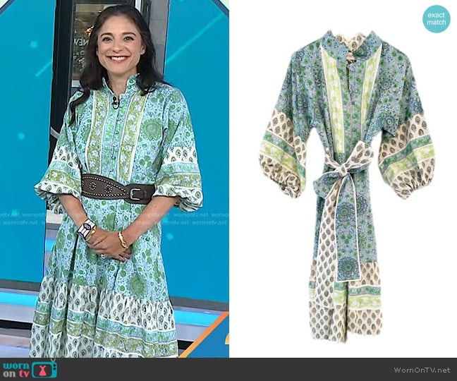 Sue Sartor Paloma Flounce Dress in Delft & Citrine worn by Jacqui Gifford on Today