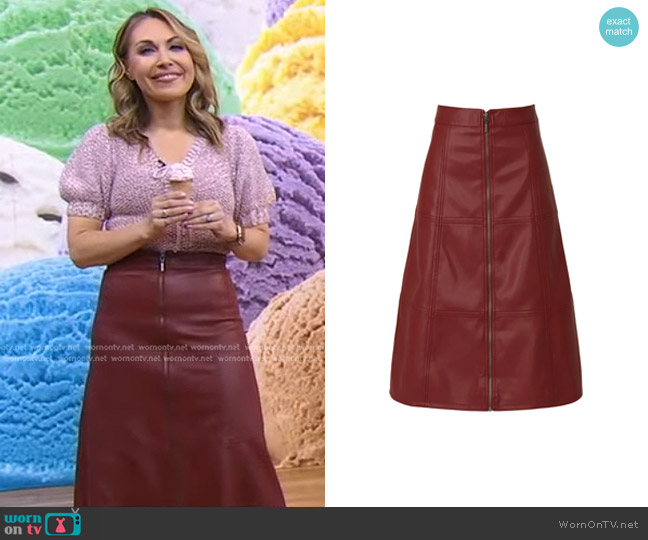 Sweet Baby Jamie Ruby Faux Leather Skirt worn by Lori Bergamotto on Good Morning America