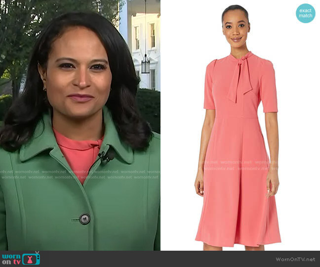 Donna Morgan Tie Neck Fit and Flare Dress worn by Kristen Welker on Today