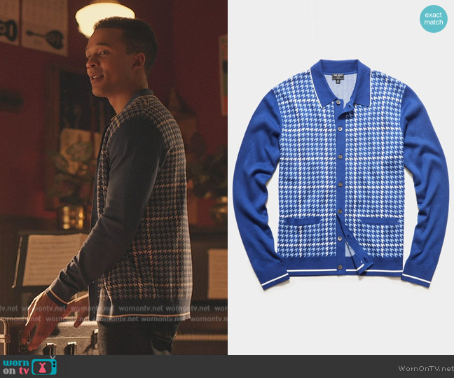 Todd Snyder Houndstooth Polo Cardigan worn by (Karl Walcott) on Riverdale