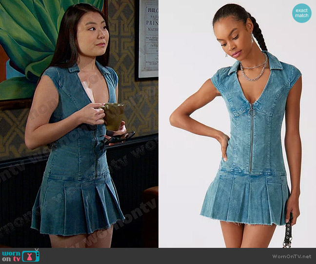 Urban Outfitters Jazzy Corduroy Mini Dress worn by Wendy Shin (Victoria Grace) on Days of our Lives