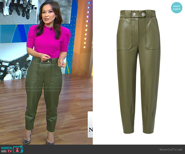 Veronica Beard Atala Faux Leather Pants worn by Eva Pilgrim on Good Morning America