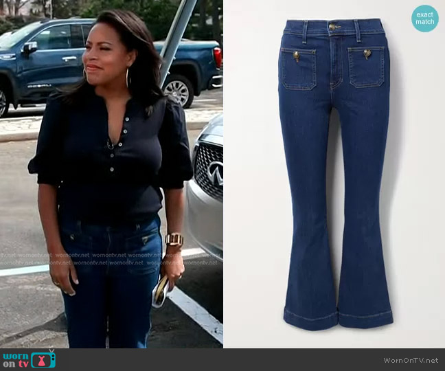 Veronica Beard Carson High Rise Flared Jeans worn by Sheinelle Jones on Today