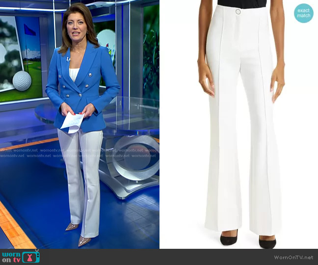 Veronica Beard Judy Flare Hem Pants worn by Norah O'Donnell on CBS Evening News