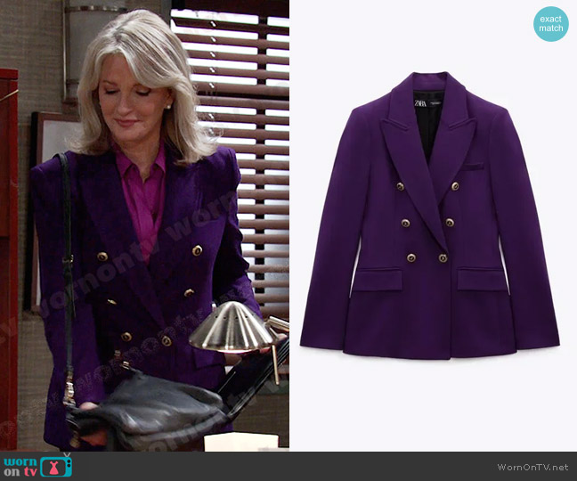 Zara Tailored Double Breasted Blazer worn by Marlena Evans (Deidre Hall) on Days of our Lives