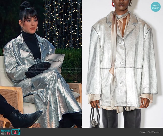 Acne Studios Sprayed Leather Jacket worn by Katy Perry on American Idol