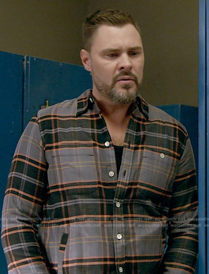 Adam’s grey and orange plaid shirt on Chicago PD