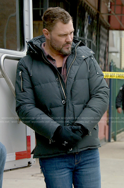 Adam’s grey padded jacket on Chicago PD