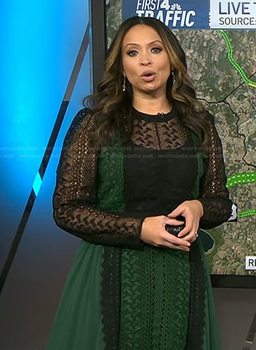 Adelle’s black and green lace dress on Today