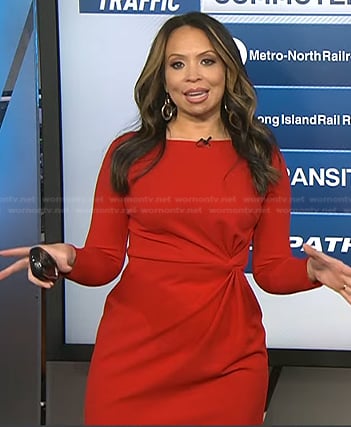 Adelle’s red twist detail dress on Today