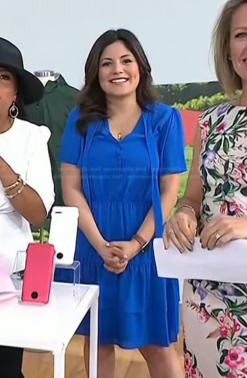 Adrianna’s blue tie neck dress on Today