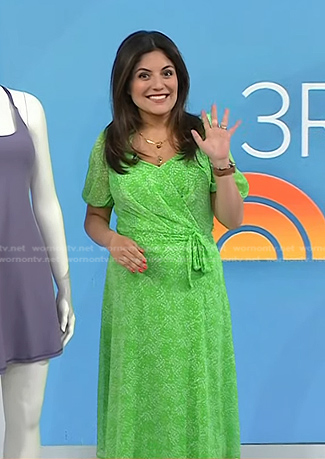 Adrianna’s green floral wrap dress on Today