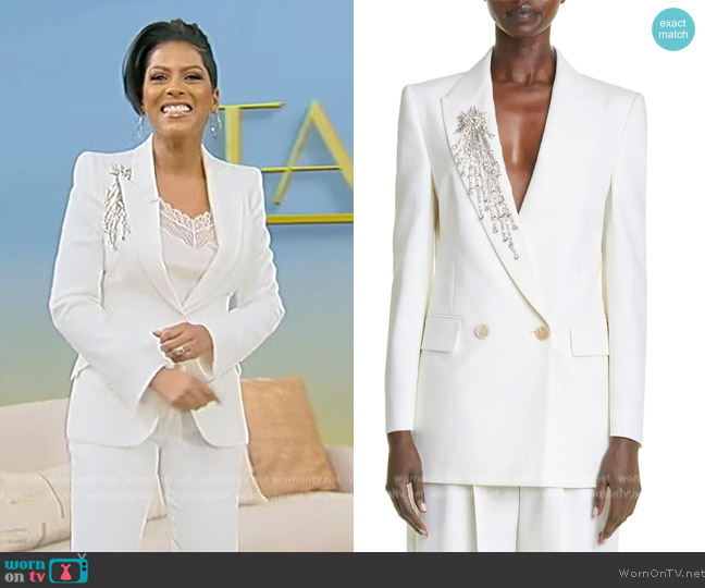 Alexander McQueen Embellished Peaked Single-Button Blazer worn by Tamron Hall on Tamron Hall Show