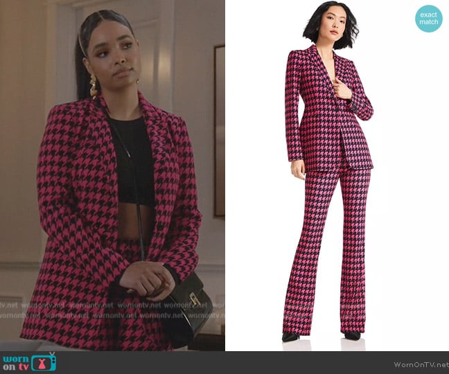 Alice + Olivia Breann Houndstooth Blazer worn by Skye (Madison Shamoun) on All American
