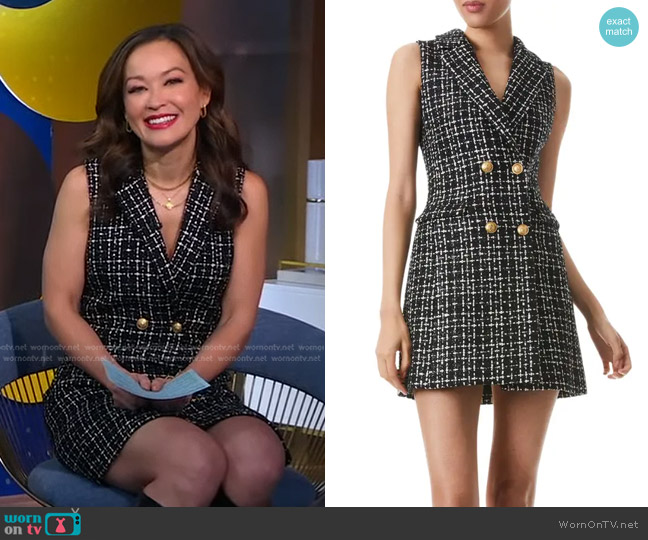 Alice + Olivia Jordy Sleeveless Tweed Dress worn by Eva Pilgrim on Good Morning America