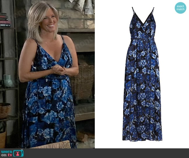 Alice + Olivia Samantha Dress in Dream Floral Royalty worn by Carly Spencer (Laura Wright) on General Hospital