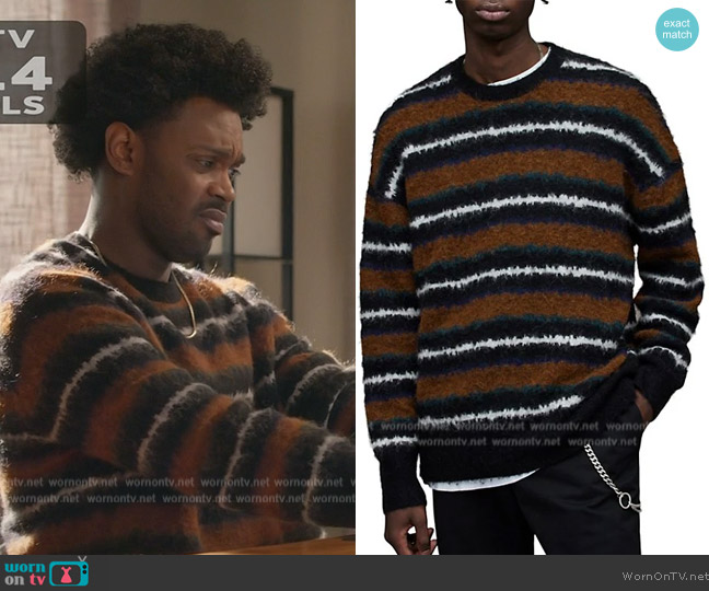 All Saints Oskar Crewneck Sweater worn by Noah Koles (Echo Kellum) on Grand Crew