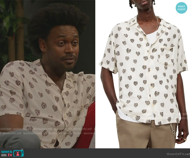 All Saints Snakeheart Short Sleeve Shirt worn by Noah Koles (Echo Kellum) on Grand Crew