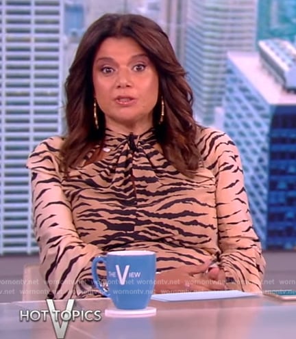 Ana’s tiger stripe twist neck dress on The View