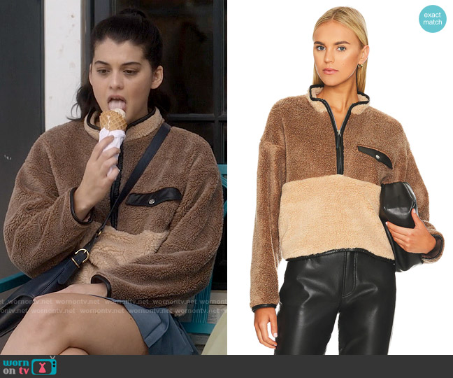 Anine Bing Royce Pullover in Brown Camel worn by Samantha Fink (Sofia Black-D'Elia) on Single Drunk Female